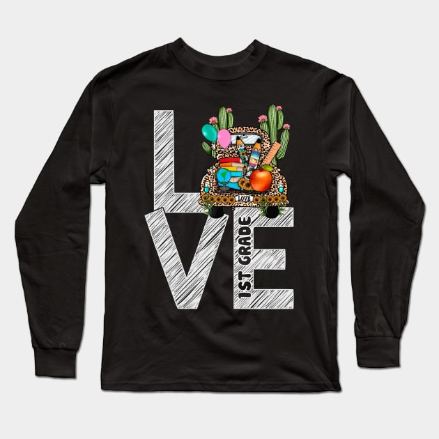 Love 1st Grade Apple Funny Long Sleeve T-Shirt by peskyrubeus